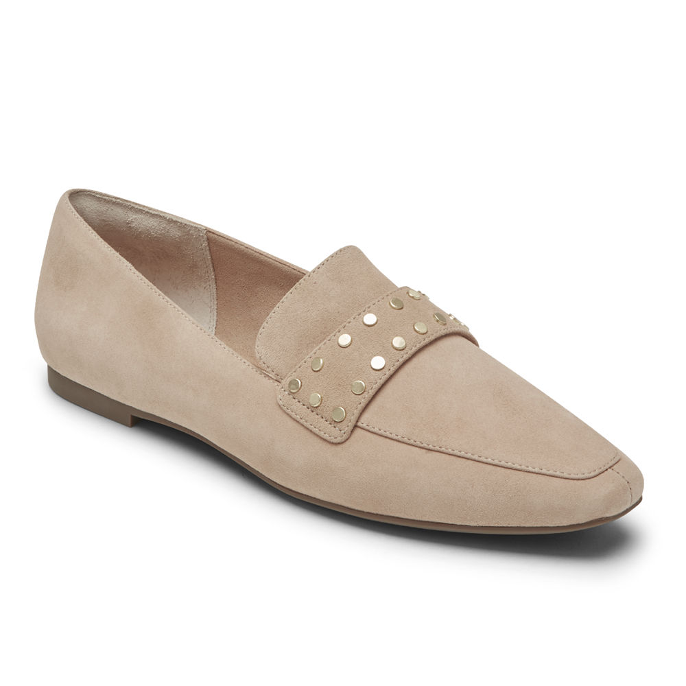 Mocasines Rockport Mujer Mexico - Total Motion Laylani Studded Beige - URXIB0437